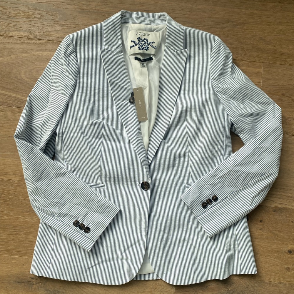 NWT J. Crew Blue & White Striped Blazer 12